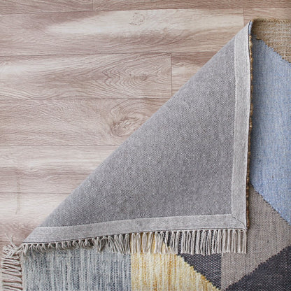 Abstract Overlay Handwoven Jute and Chotton Dhurrie Area Rug