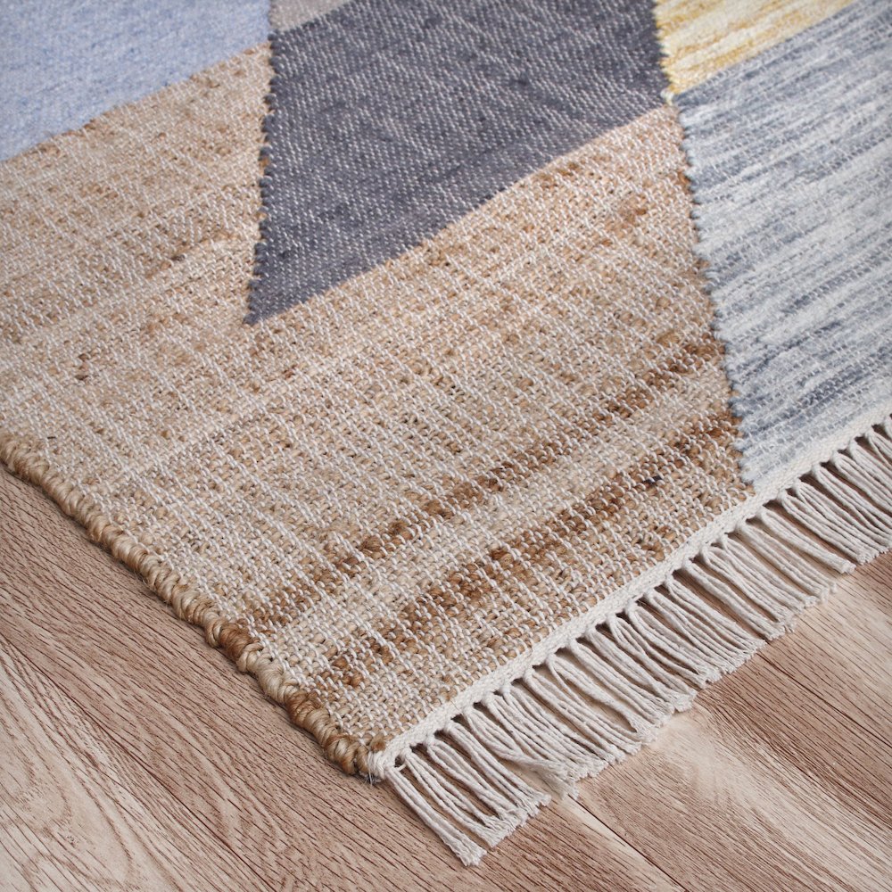 Abstract Overlay Handwoven Jute and Chotton Dhurrie Area Rug