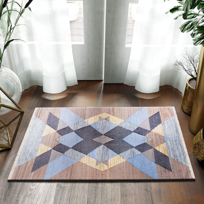 Abstract Overlay Handwoven Jute and Chotton Dhurrie Area Rug