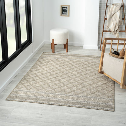 Oslo Contemporary Geometric Brown Indoor Outdoor Area Rug