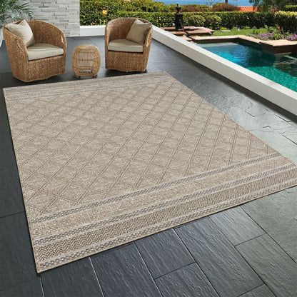 Oslo Contemporary Geometric Brown Indoor Outdoor Area Rug
