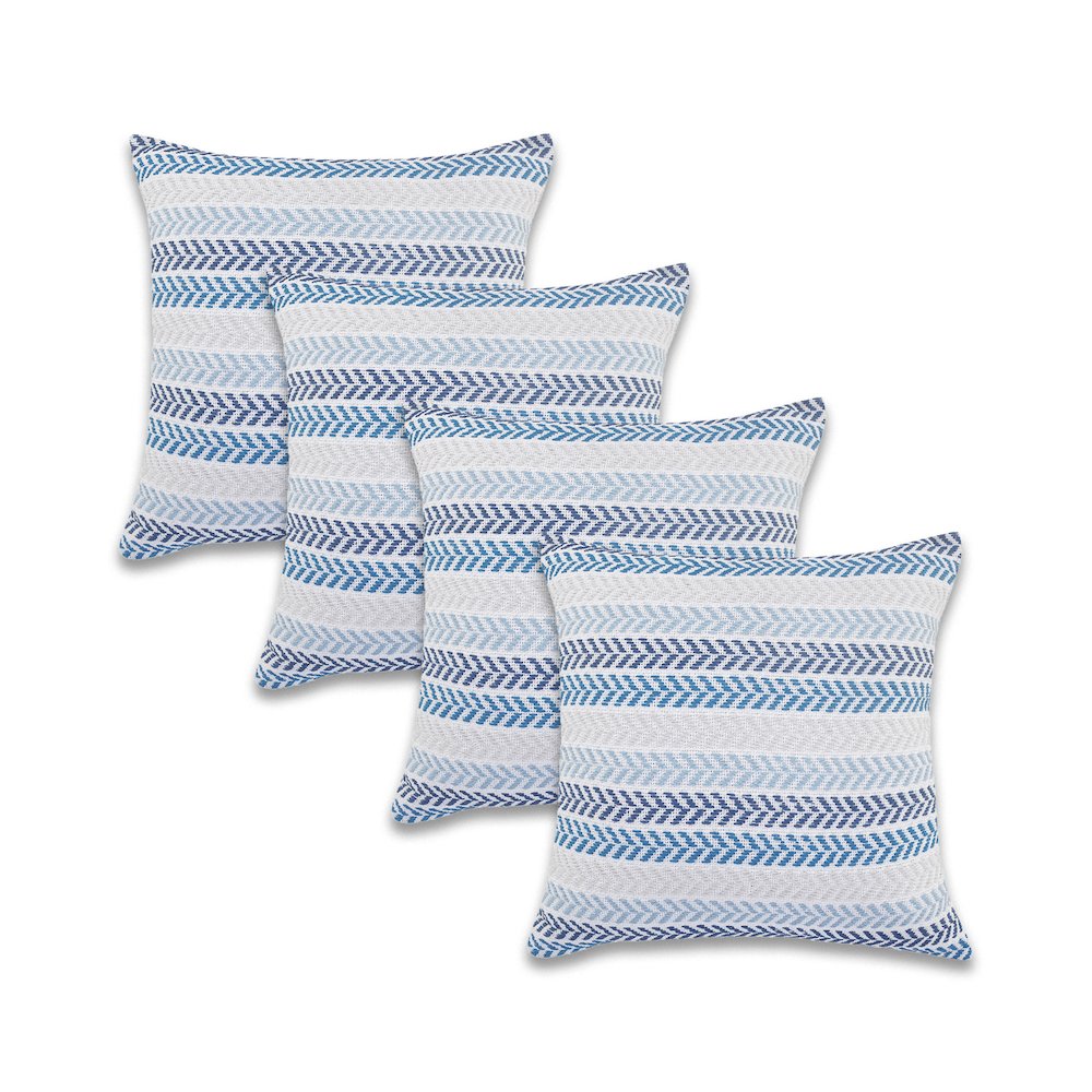 Altair  Cotton Pillow Set of 4 in Blue/Ivory, 18" x 18"
