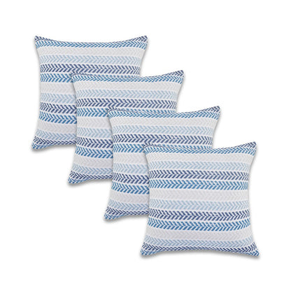 Altair  Cotton Pillow Set of 4 in Blue/Ivory, 18" x 18"