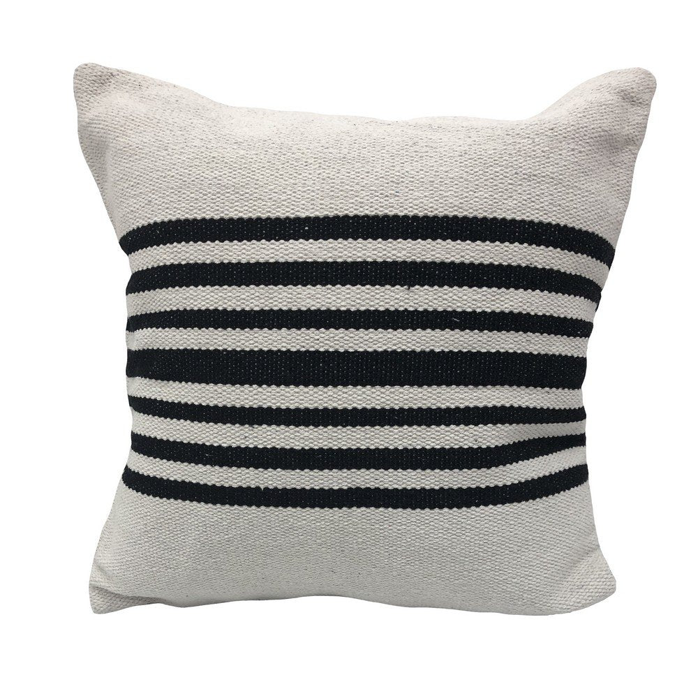 Ox Bay Black/White Striped All-Natural Cotton Square 2 Piece Pillow Cover Set