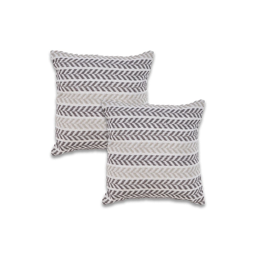 Altair  Cotton Pillow Set of 2 in Gray/Ivory, 18" x 18"