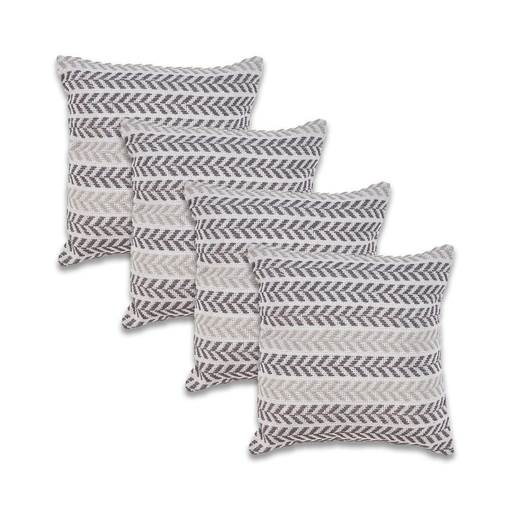 Altair  Cotton Pillow Set of 4 in Gray/Ivory, 18" x 18"