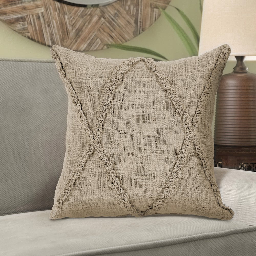 Reese Cotton Pillow Set of 2 in Brown, 20" x 20"