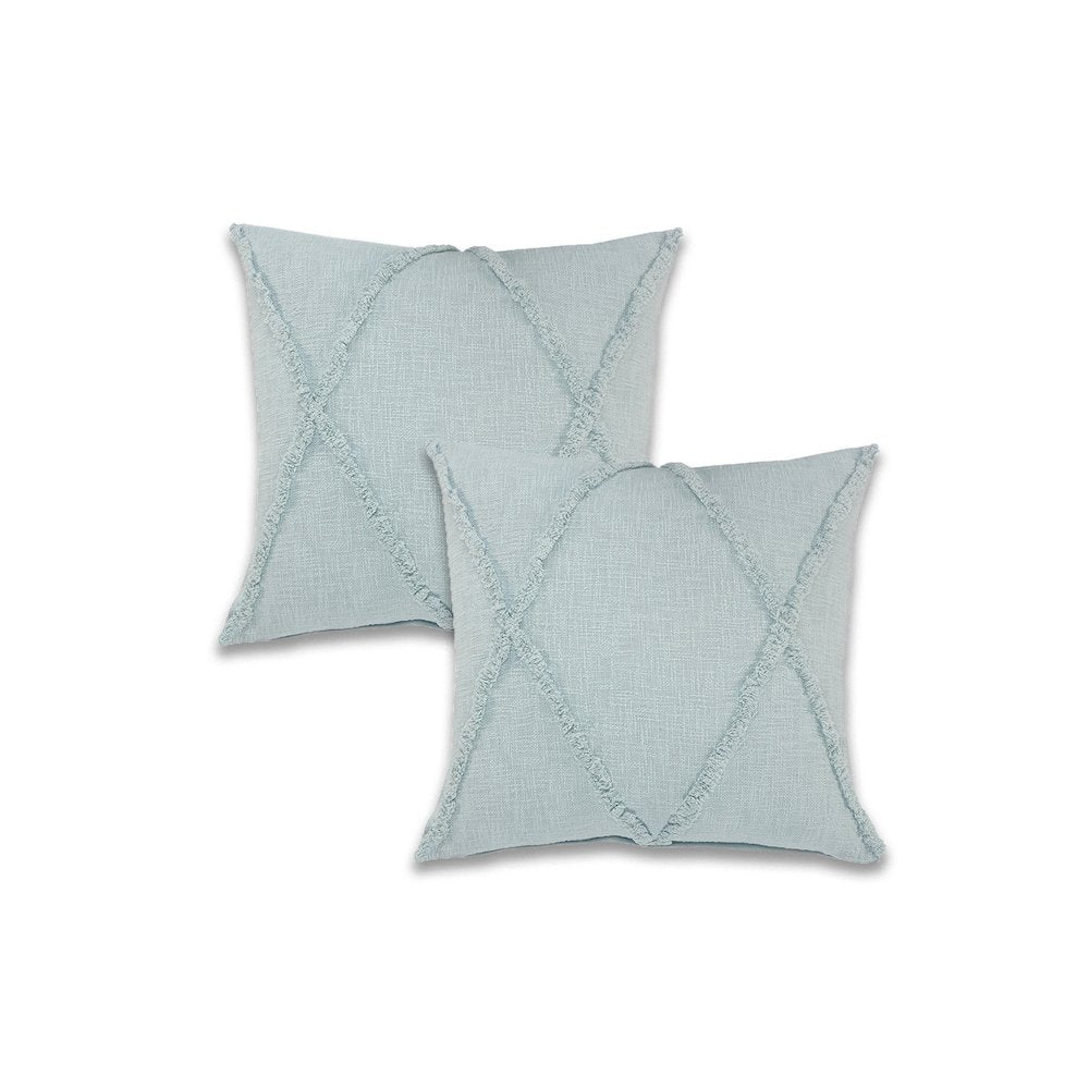 Reese Cotton Pillow Set of 2 in Blue, 18" x 18"