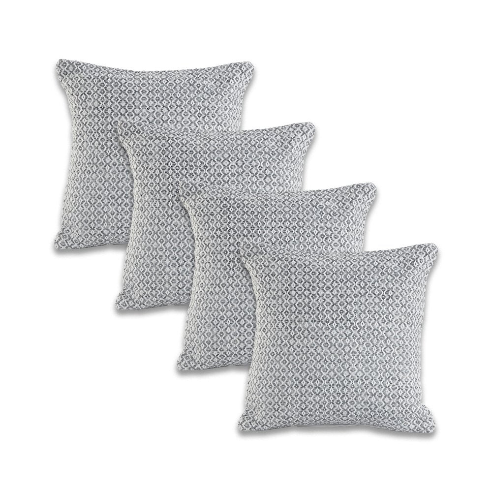 Insignia Cotton Pillow Set of 4 in Gray/White, 18" x 18"