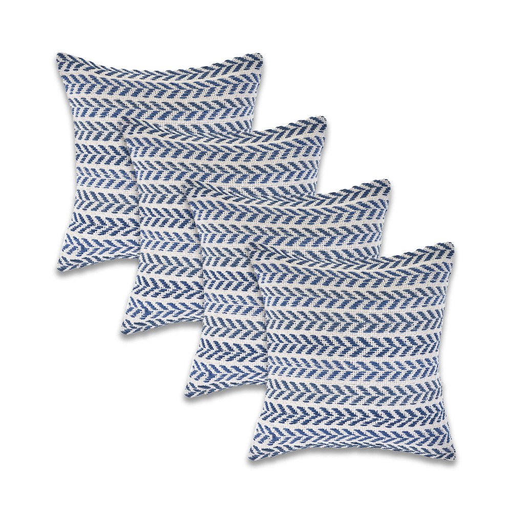 Altair  Cotton Pillow Set of 4 in Blue/Ivory, 18" x 18"