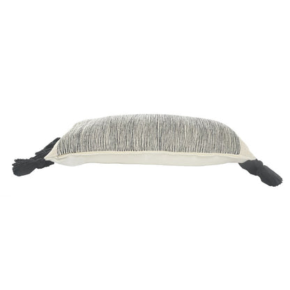 Distressed Gray and Black Fringe Pillow