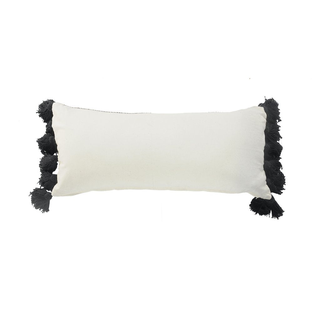 Distressed Gray and Black Fringe Pillow