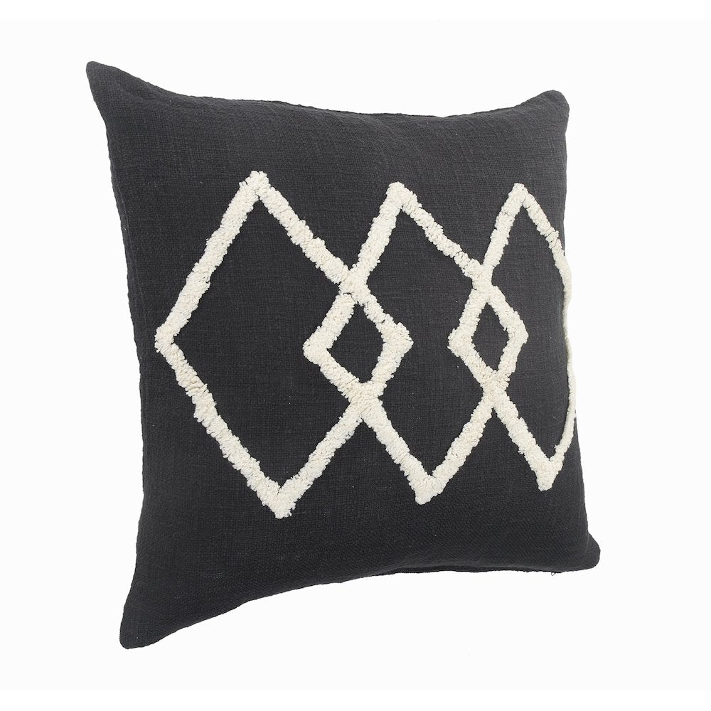 Evette Rios Avant-Garde White Tufted Diamond Throw Pillow