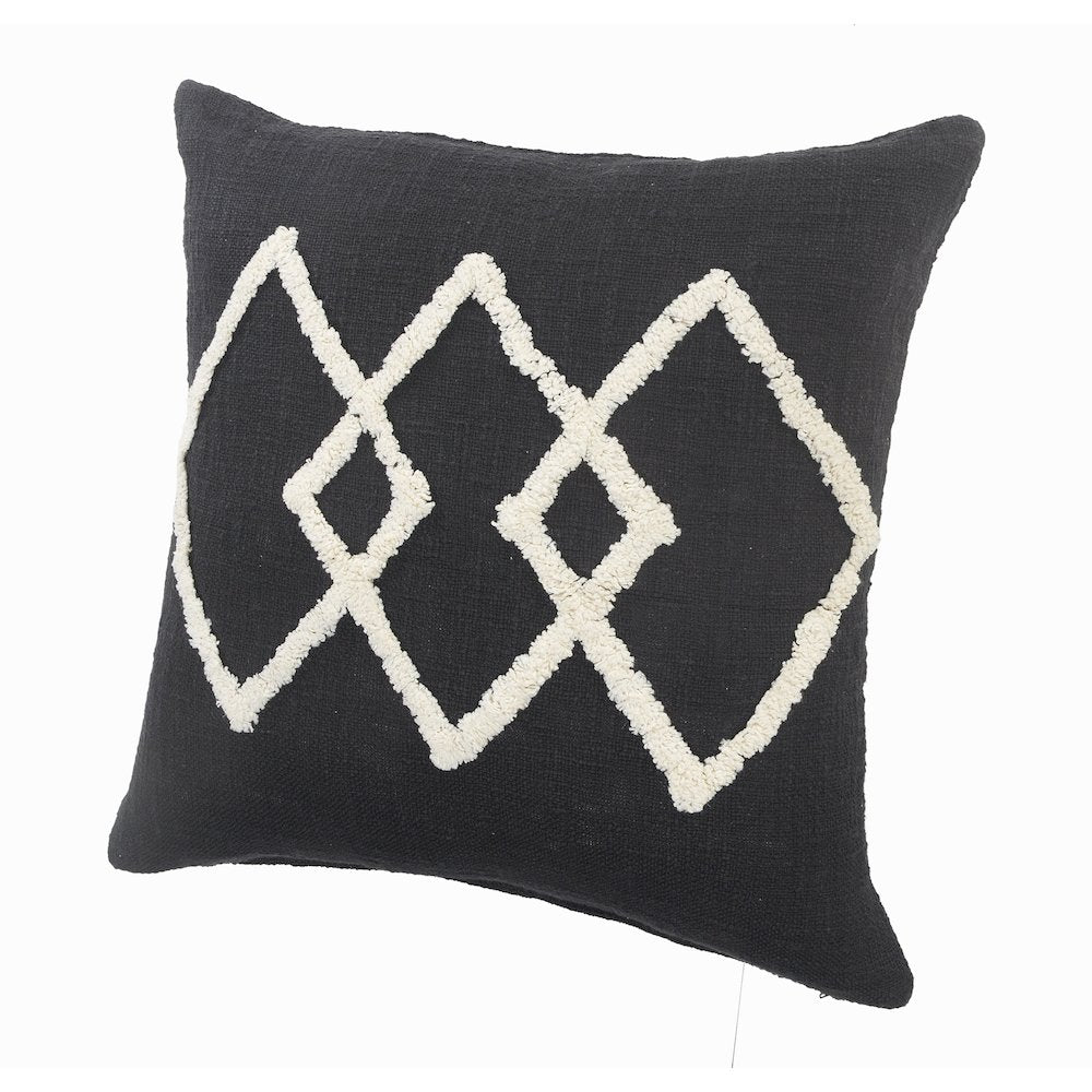 Evette Rios Avant-Garde White Tufted Diamond Throw Pillow