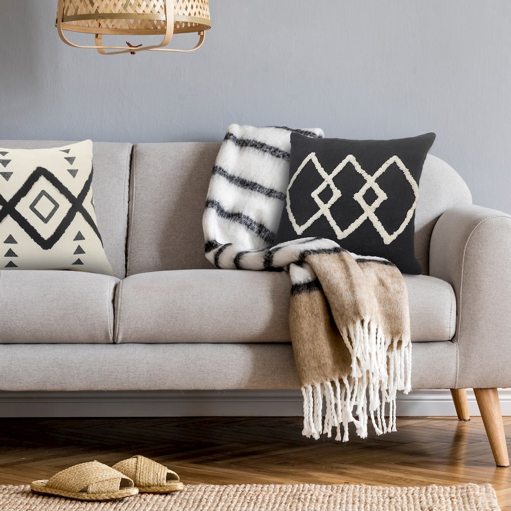 Evette Rios Avant-Garde White Tufted Diamond Throw Pillow