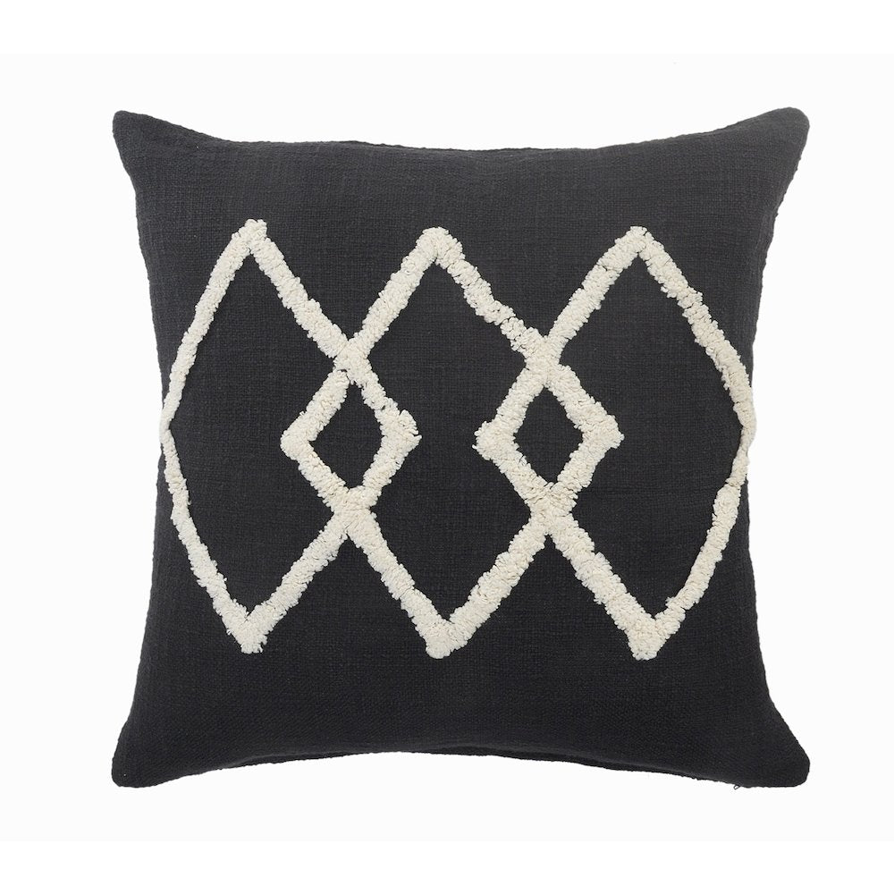 Evette Rios Avant-Garde White Tufted Diamond Throw Pillow