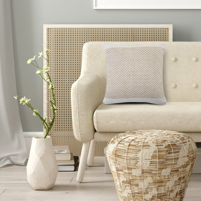 Reed Cotton and Jute Pillow Set of 2 in Tan/White, 20" x 20"