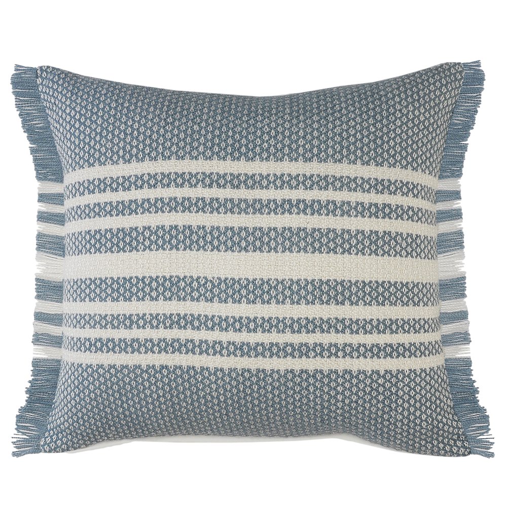 Striped Indoor Outdoor Oversized Throw Pillow with Fringe