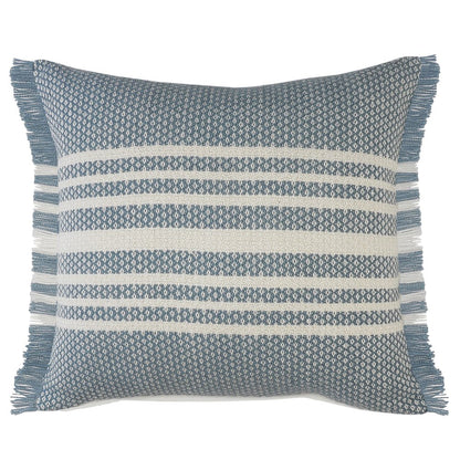 Striped Indoor Outdoor Oversized Throw Pillow with Fringe