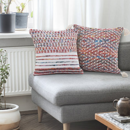 Dazzling Diamonds Chindi Throw Pillow with Tassels