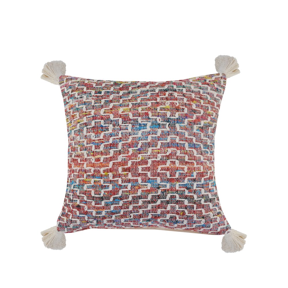 Dazzling Diamonds Chindi Throw Pillow with Tassels