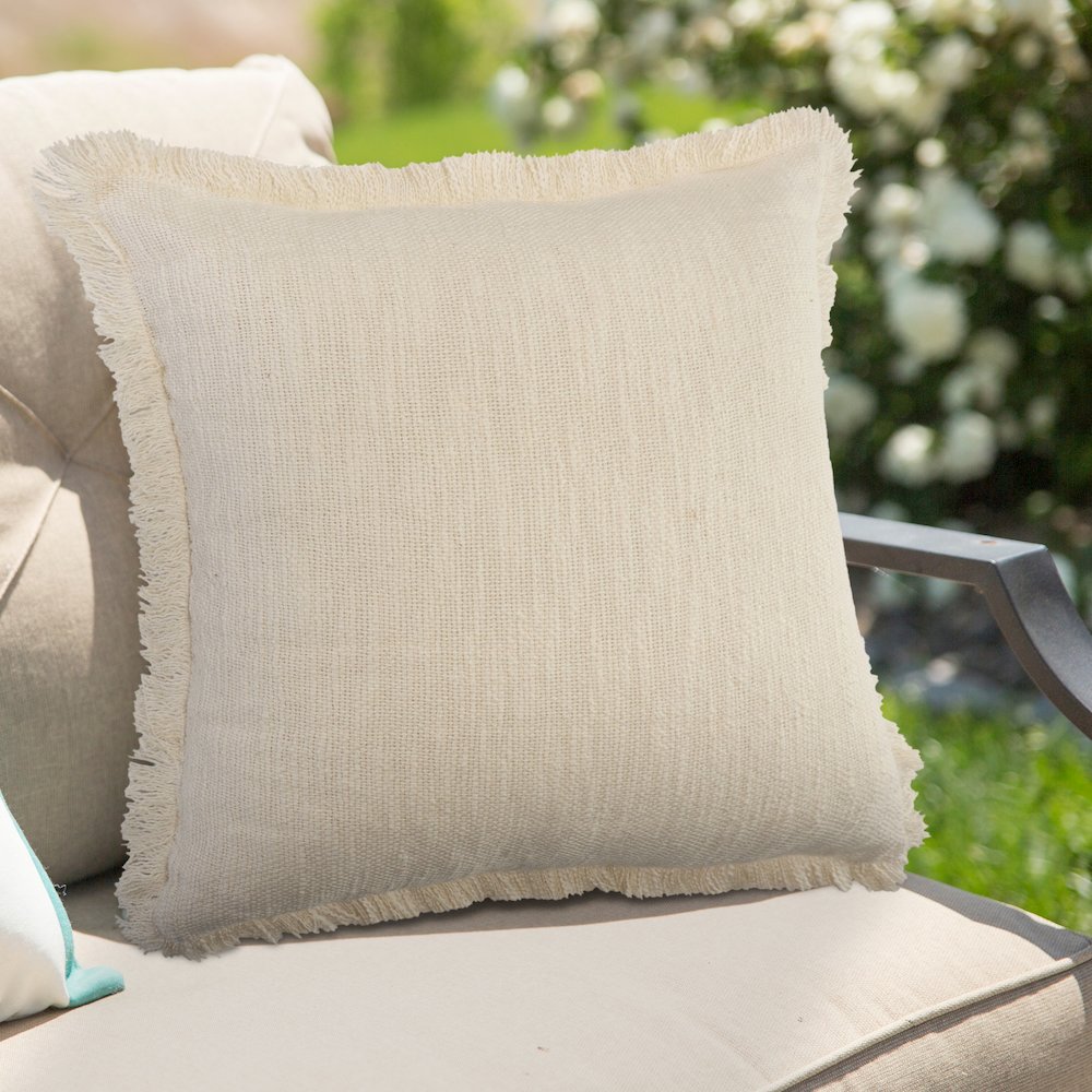 Aspen Cotton Pillow Set of 2 in Cream, 20" x 20"