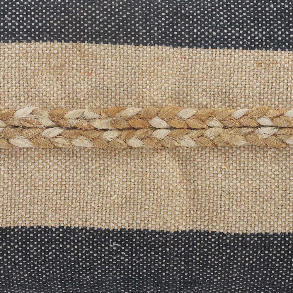 Atlantis Coastal Striped Lumbar Pillow with Jute Braiding and Fringe