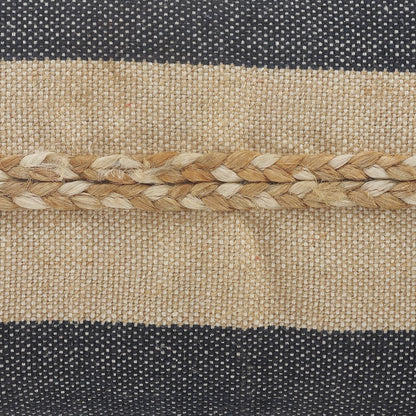 Atlantis Coastal Striped Lumbar Pillow with Jute Braiding and Fringe