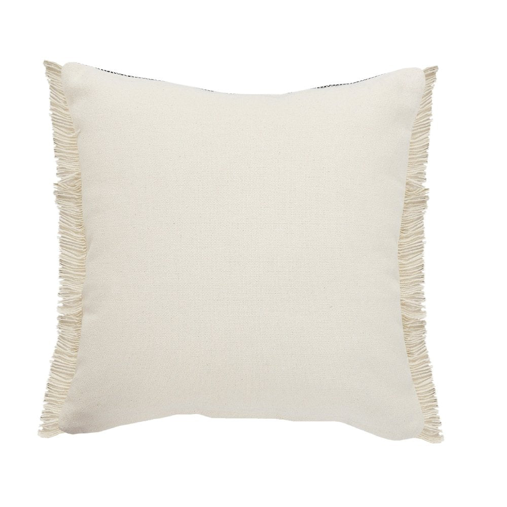 Atlantis Black and Taupe Throw Pillow with Jute Braiding and Fringe