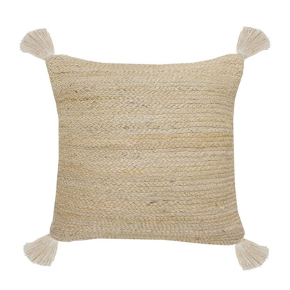 Natural Jute Throw Pillow with Tassels