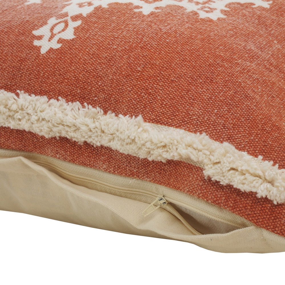 Casual Floral Mandala Medallion Throw Pillow with Tufted Border