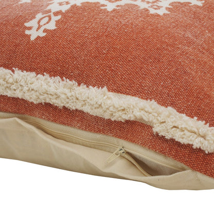 Casual Floral Mandala Medallion Throw Pillow with Tufted Border