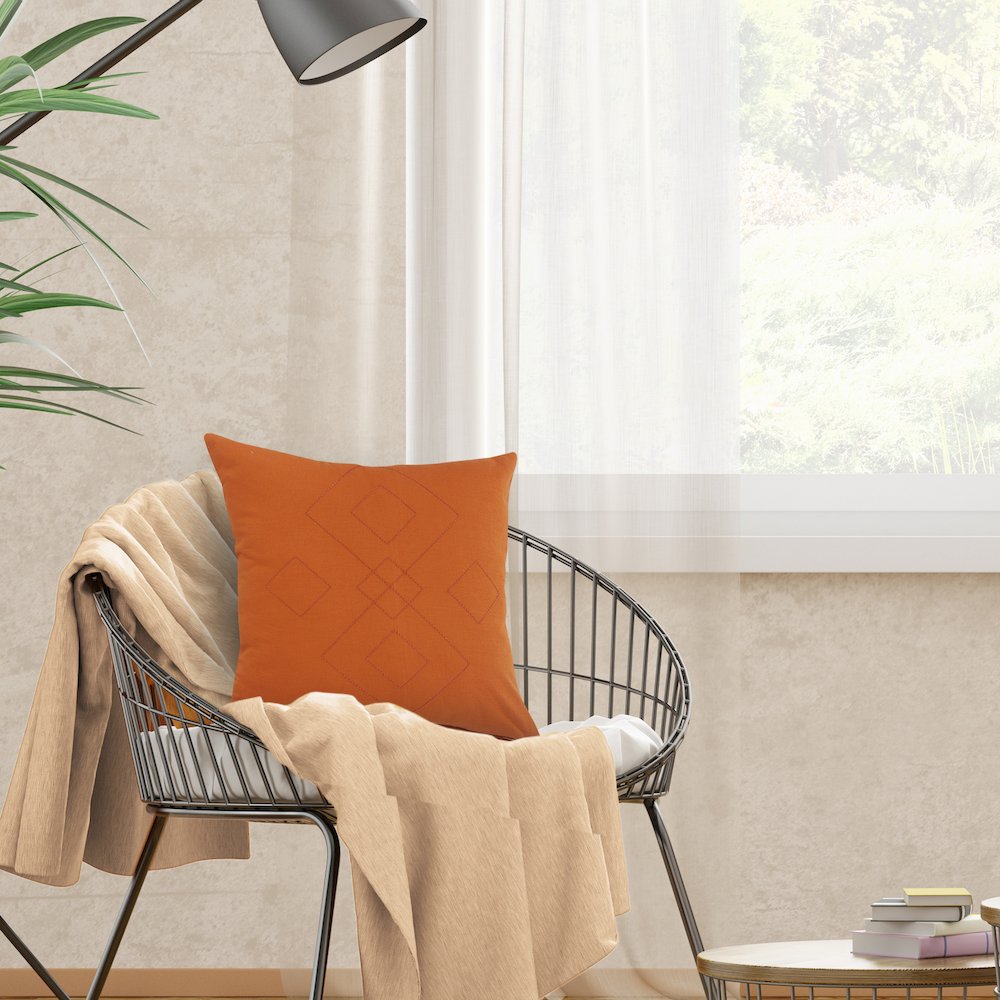Sundaze Cotton Pillow Set of 2 in Orange, 20" x 20"