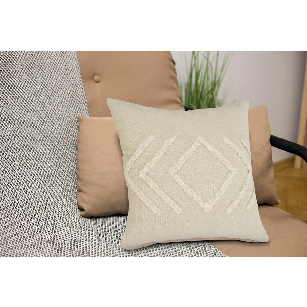 Oslo Cotton Pillow Set of 2 in Cream/White, 20" x 20"