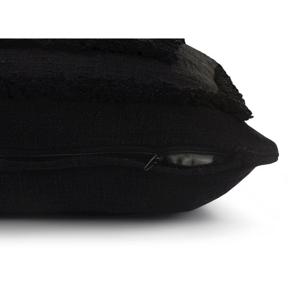 Modern Tufted Solid Black Throw Pillow
