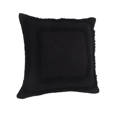 Modern Tufted Solid Black Throw Pillow