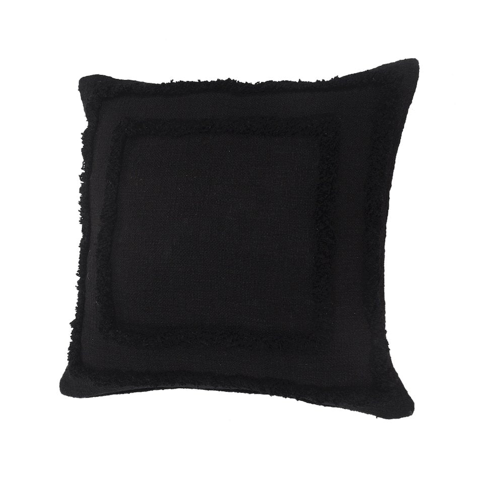 Modern Tufted Solid Black Throw Pillow