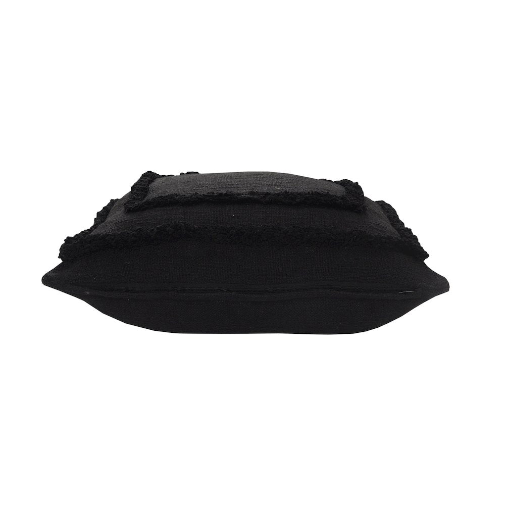 Modern Tufted Solid Black Throw Pillow