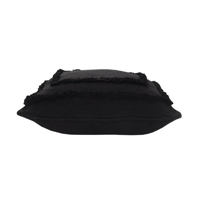 Modern Tufted Solid Black Throw Pillow