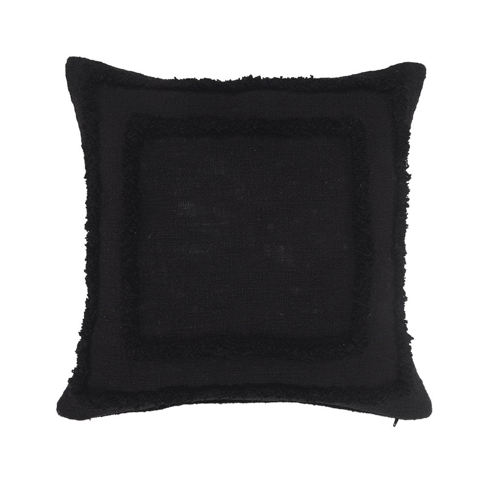 Modern Tufted Solid Black Throw Pillow