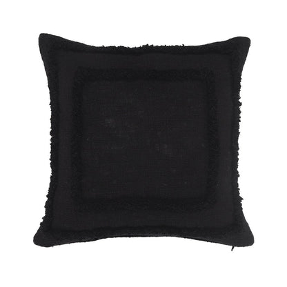 Modern Tufted Solid Black Throw Pillow