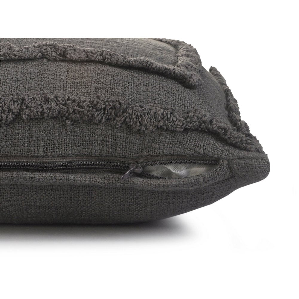 Modern Tufted Solid Gray Throw Pillow