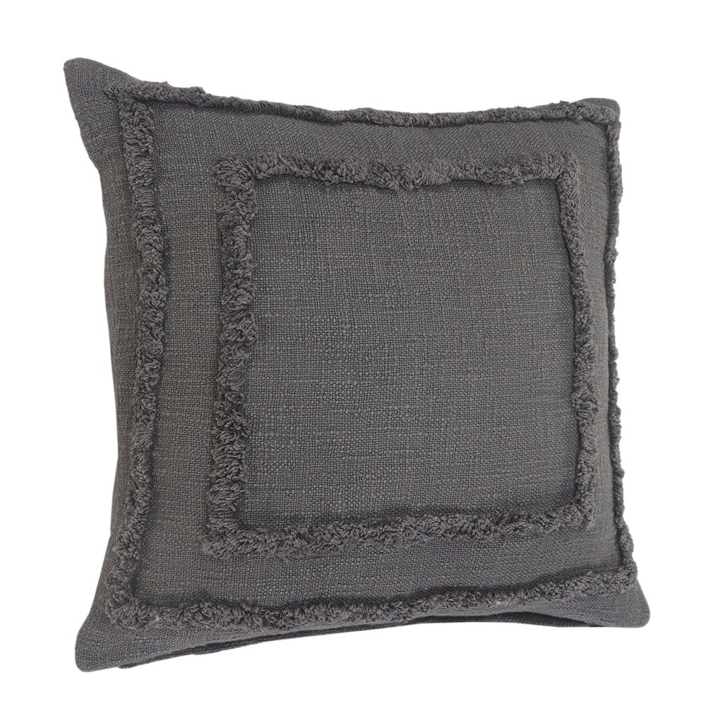 Modern Tufted Solid Gray Throw Pillow