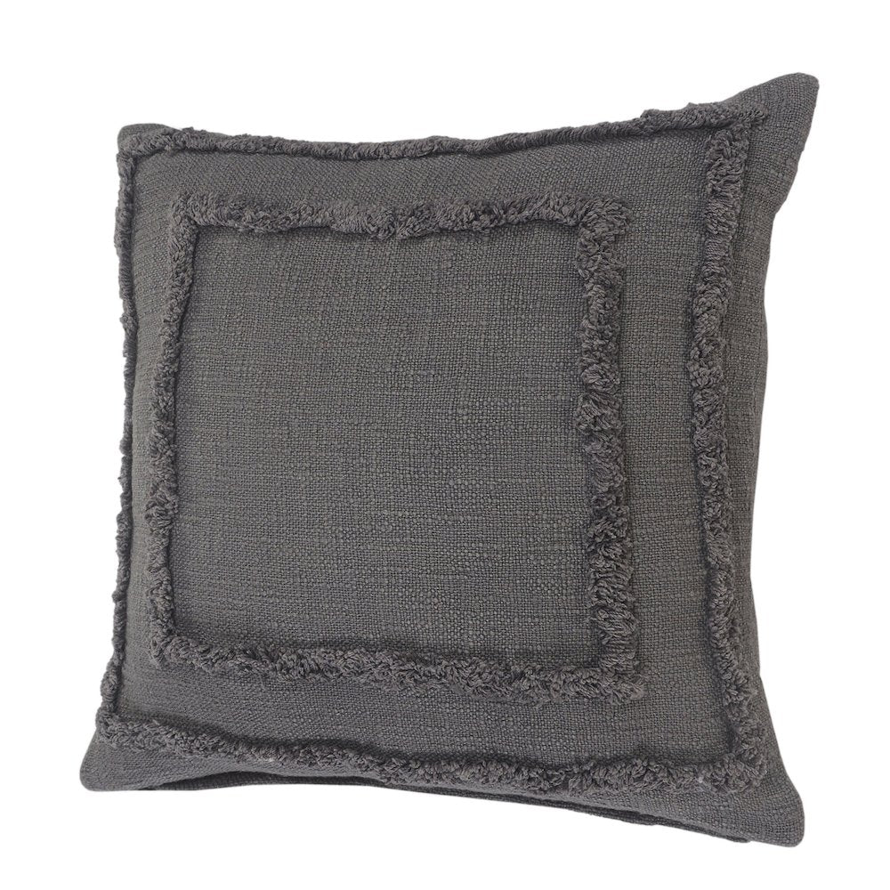 Modern Tufted Solid Gray Throw Pillow