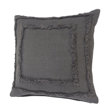Modern Tufted Solid Gray Throw Pillow