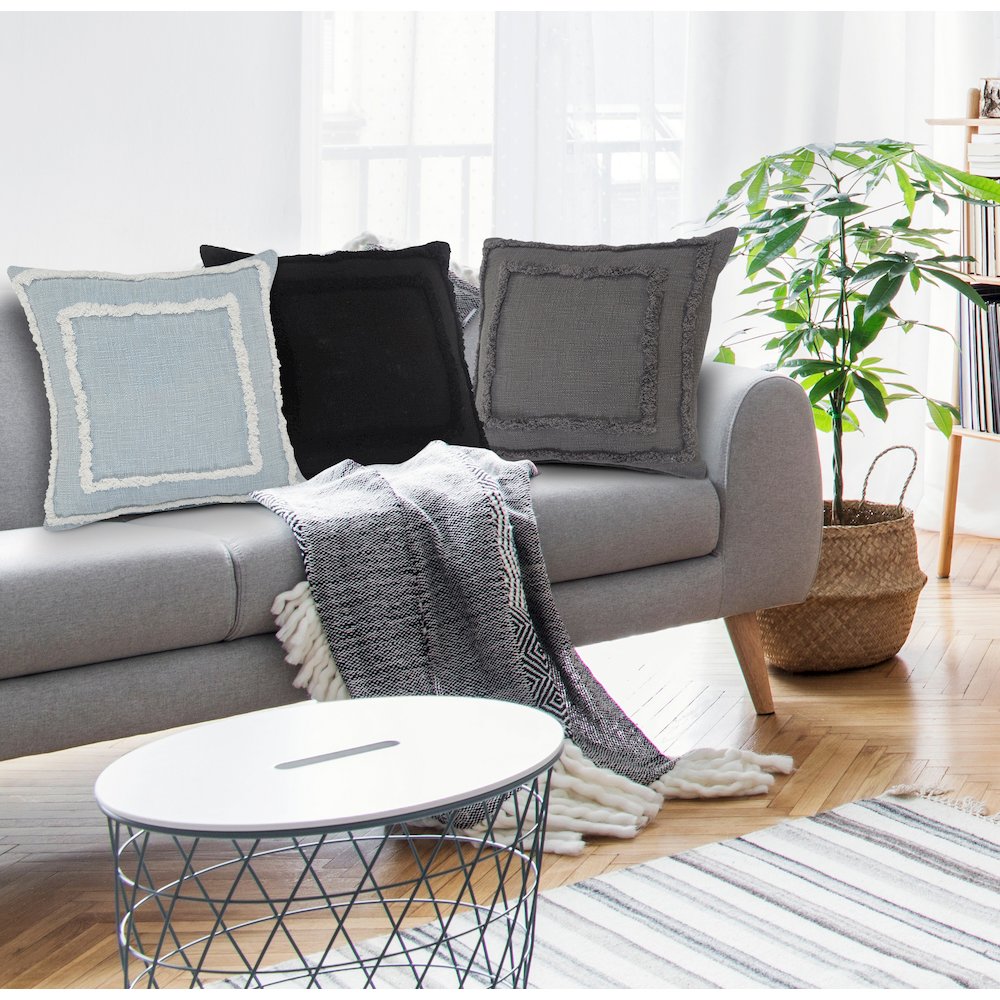Modern Tufted Solid Gray Throw Pillow