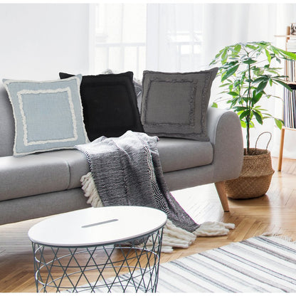 Modern Tufted Solid Gray Throw Pillow