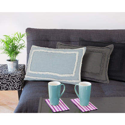 Modern Tufted Sky Blue Lumbar Throw Pillow