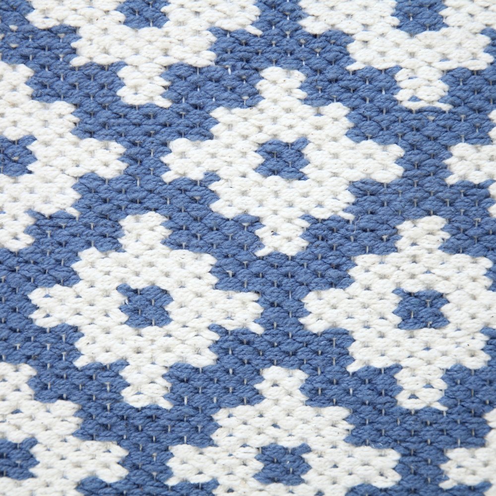 Evette Rios Modern Motif Woven Geometric Checker Cotton Blend Throw Pillow, Blue