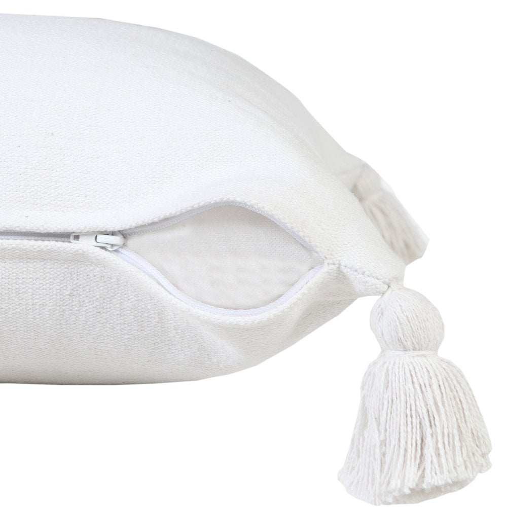 Solid Cotton Everyday Decorative Throw Pillow with Tassels